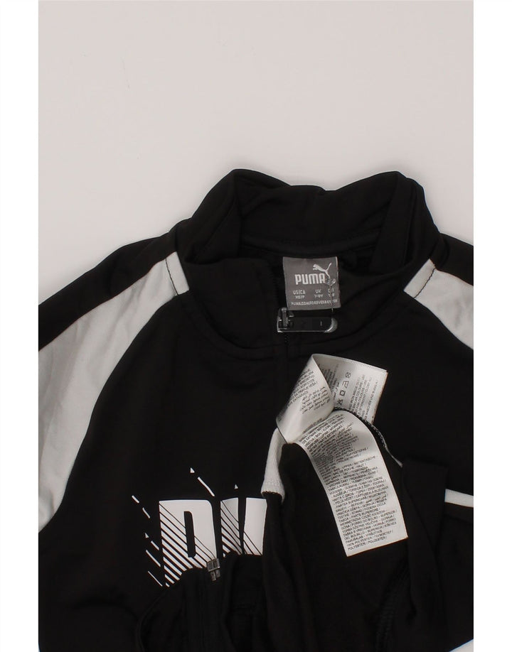 Chłopięca kurtka dresowa Puma z grafiką, 7-8 lat, czarna, z blokami kolorów