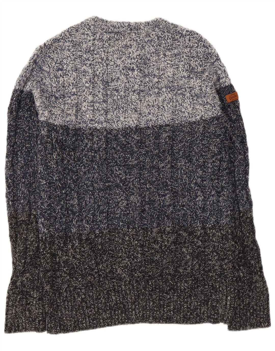 Męski sweter Superdry z dekoltem w łódkę, średni granatowy, akrylowy nakrapiany