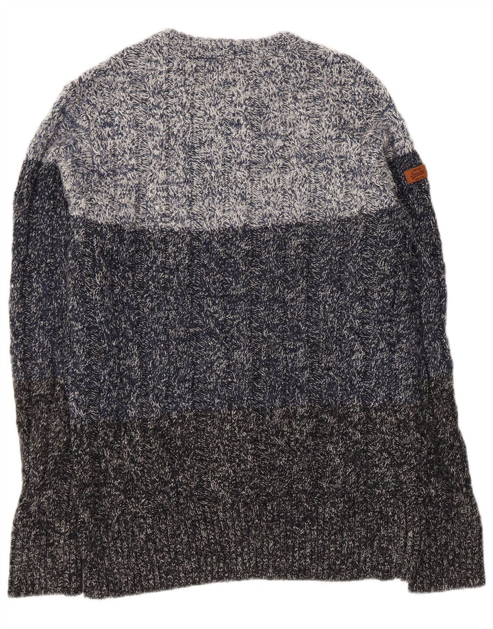 Męski sweter Superdry z dekoltem w łódkę, średni granatowy, akrylowy nakrapiany