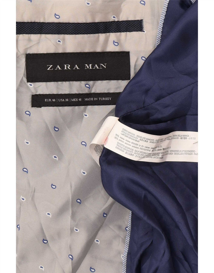 Zara Męska marynarka zapinana na 2 guziki EU 46 Small Granatowa wiskoza