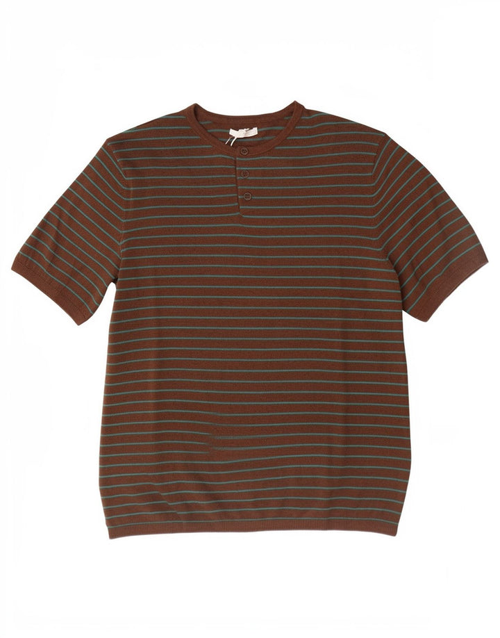 T-shirt męski Zara, bawełniany, w średnie brązowe paski