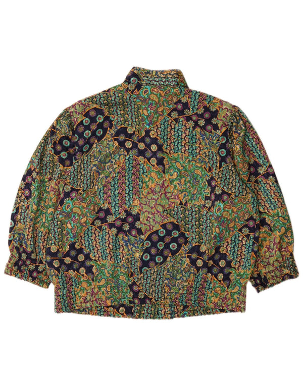 Damska bluzka koszulowa z rękawem 3/4 w stylu vintage IT 46, duża, wielokolorowa paisley