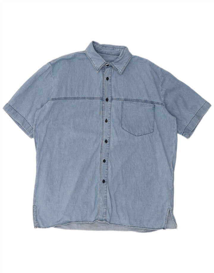 Męska koszula dżinsowa z krótkim rękawem CARRERA, rozmiar 43/44 XL, niebieska, bawełniana