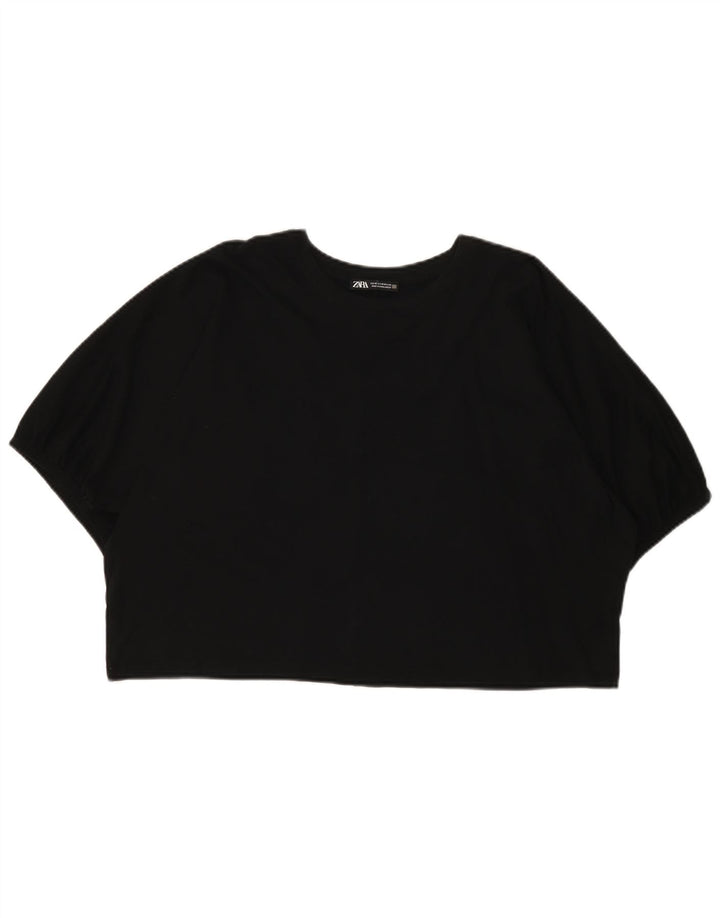 T-shirt damski Crop Oversize Zara UK 14, średni czarny