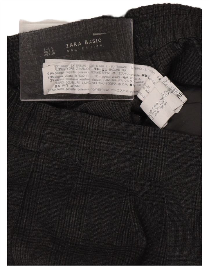 Damskie spodnie typu casual ZARA w małą szarą kratę, poliester