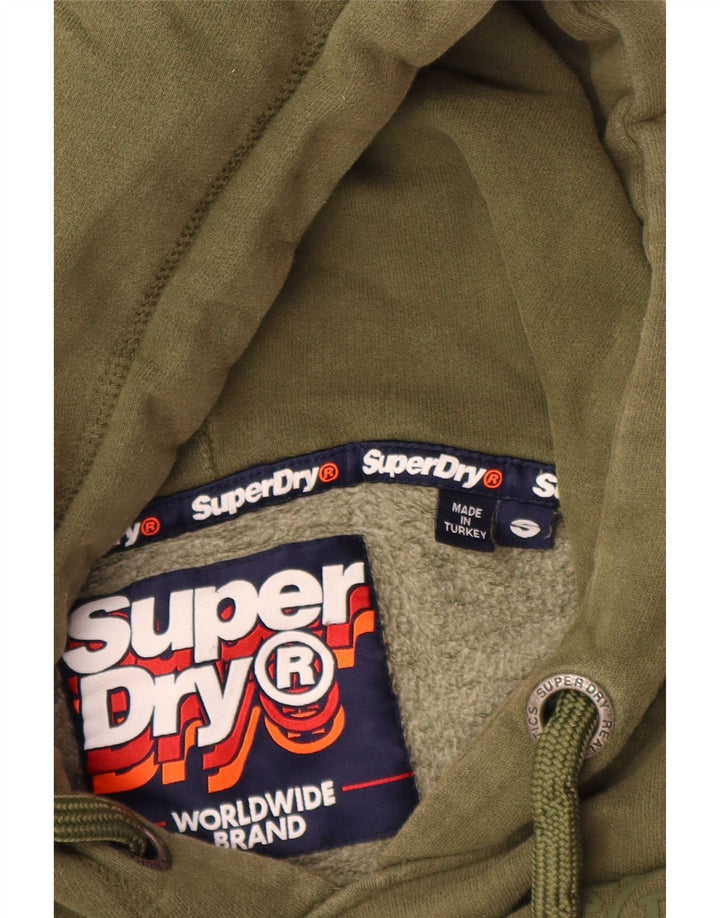 SUPERDRY Męski sweter z kapturem i grafiką, mały, bawełniany khaki