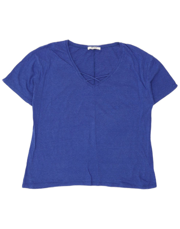 Damska koszulka oversize Zara Trafaluc Top UK 10 Small Blue Cotton