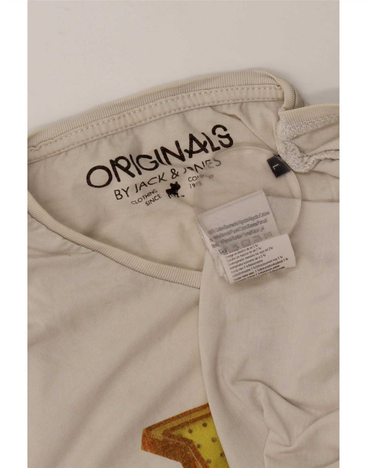 Męski T-shirt z grafiką Jack & Jones, duży, biały, bawełniany