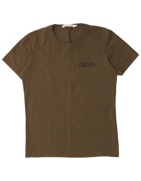 T-shirt męski Calvin Klein Jeans Top XL, bawełniany khaki