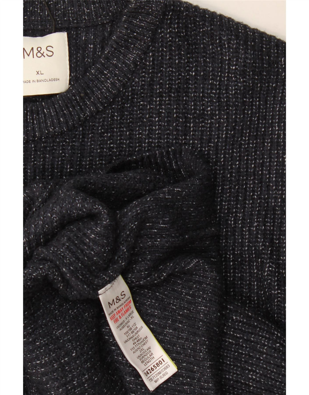 Marks & Spencer Męski sweter z okrągłym dekoltem XL, granatowy, nakrapiany