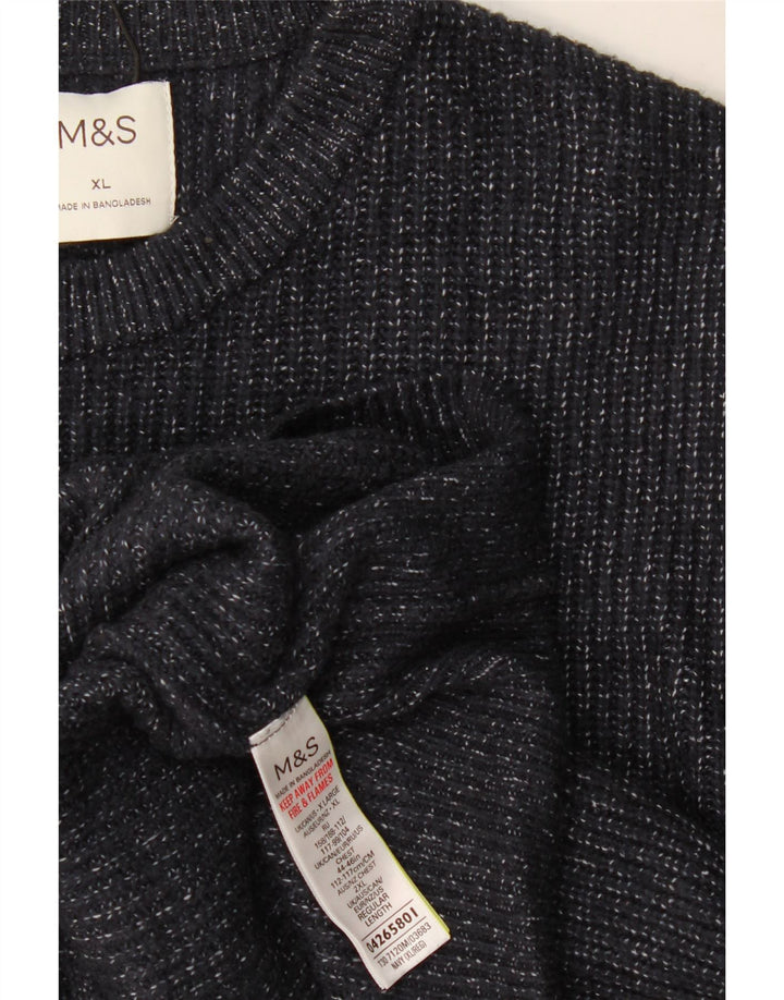 Marks & Spencer Męski sweter z okrągłym dekoltem XL, granatowy, nakrapiany