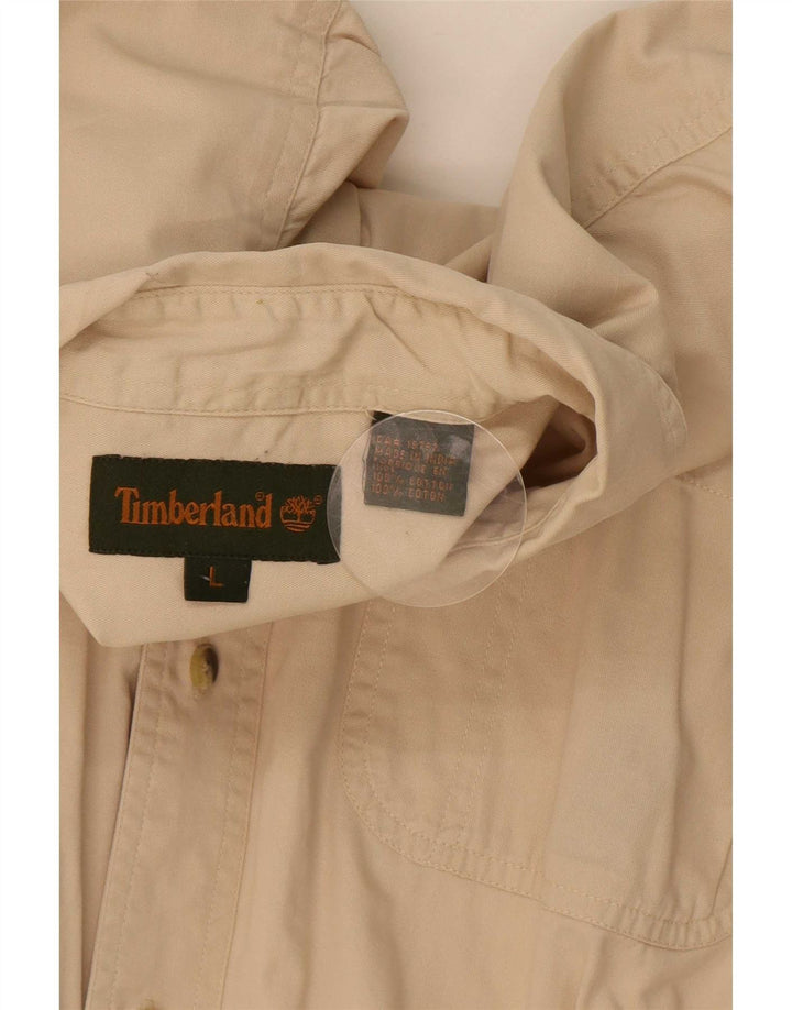 Koszula męska Timberland, duża, beżowa, bawełniana