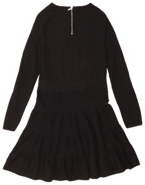 Karen Millen Damska sukienka o linii A z długim rękawem UK 12 Średnia czarna wiskoza