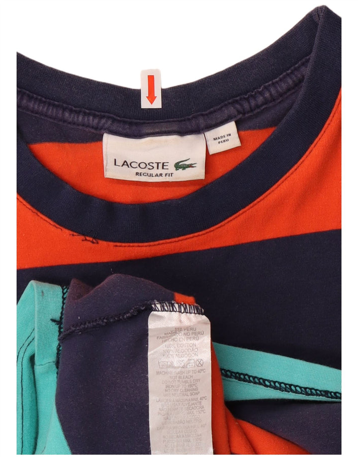Damska koszulka z grafiką Lacoste Top UK 14, średnie, wielokolorowe paski