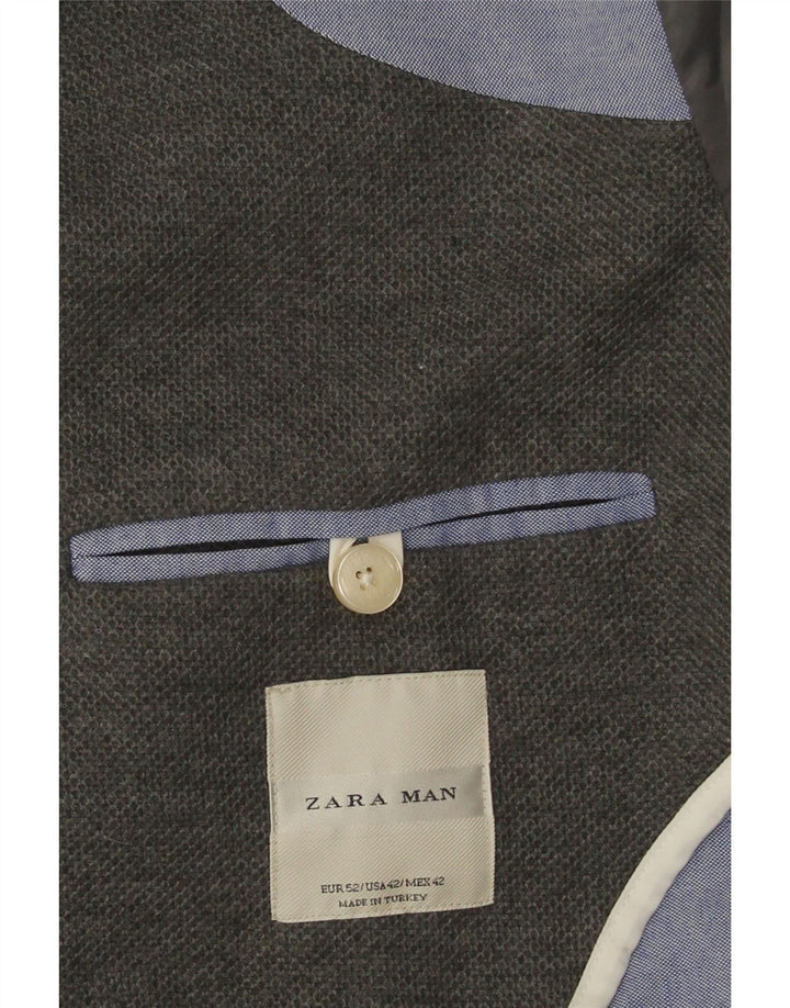 Zara Męska marynarka zapinana na 2 guziki EU 52, duża, szara bawełna