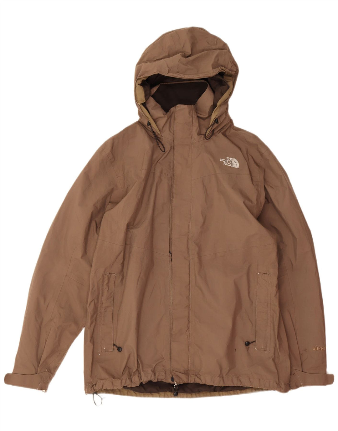 Męska kurtka przeciwdeszczowa z kapturem The North Face UK 40, duża, brązowa, poliestrowa
