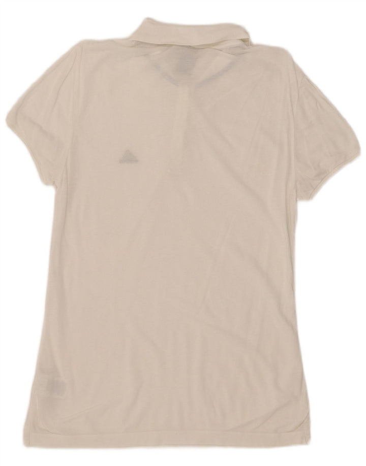 Damska koszulka polo Adidas UK 12 Średnia biała bawełna