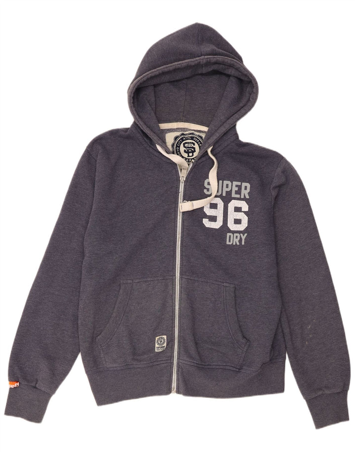 Męski sweter z kapturem i zamkiem błyskawicznym Superdry, 2XL, granatowo-niebieski, bawełniany