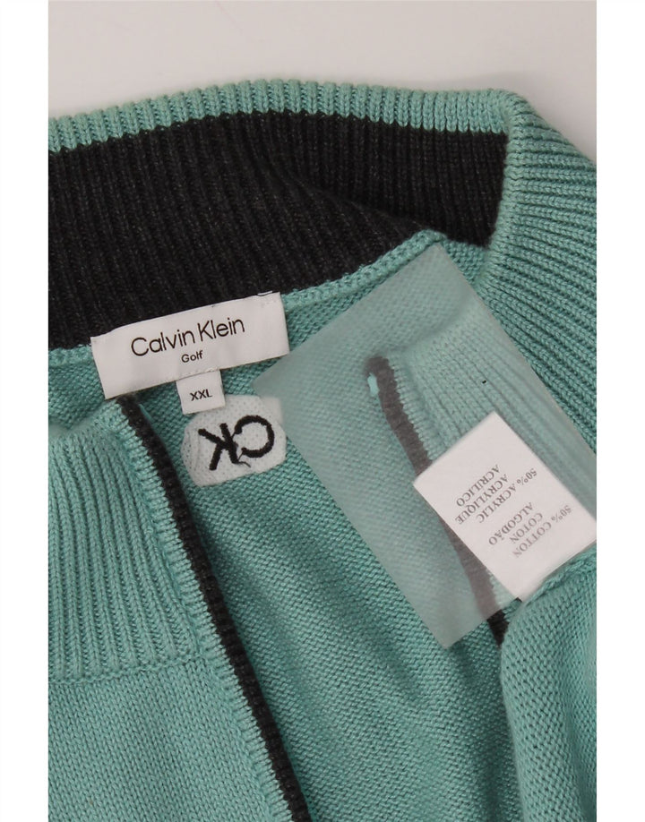 Męski sweter zapinany na zamek Calvin Klein 2XL, niebieski, bawełniany