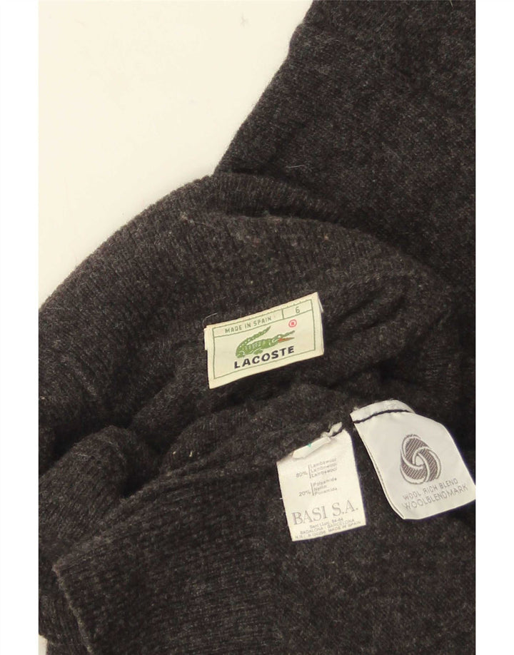 Męski sweter Lacoste z wywijanym dekoltem, rozmiar 6 XL, szara wełna owcza