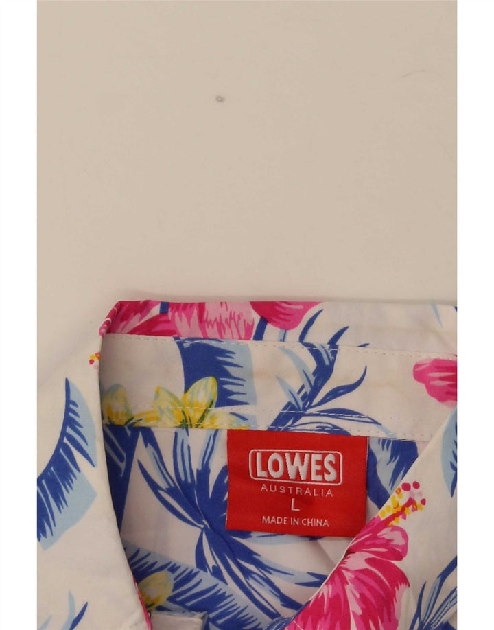Lowes Męska hawajska koszula z krótkim rękawem, duża, wielokolorowa w kwiaty