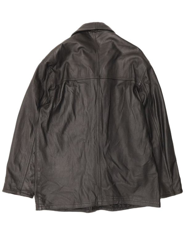 Vintage męski płaszcz skórzany UK 42 XL czarny