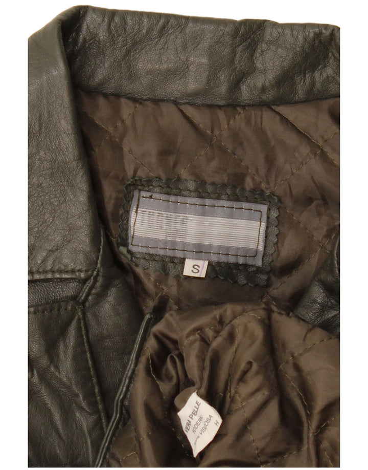 Vintage damska kurtka skórzana UK 10, mała skóra khaki