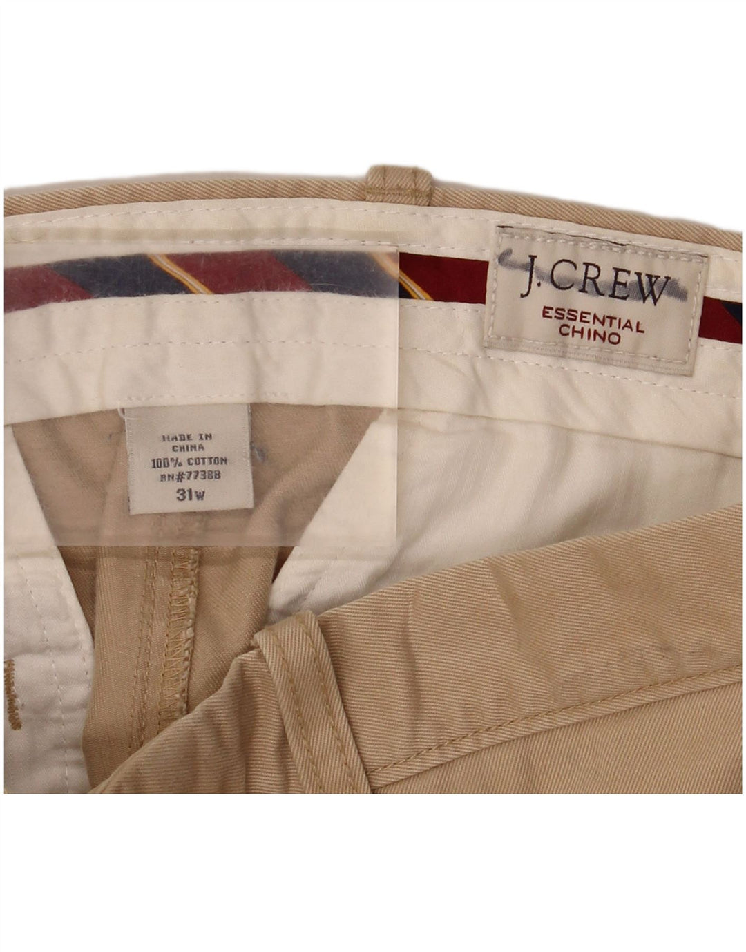 J. CREW Męskie proste spodnie chino W31 L34 Beżowa bawełna