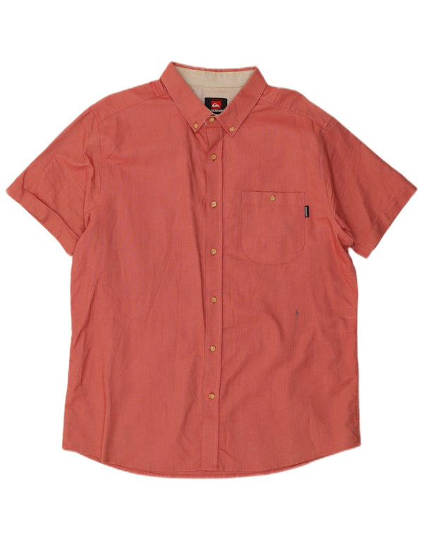 Quiksilver Mens Short Sleeve Shirt Large Red Cotton