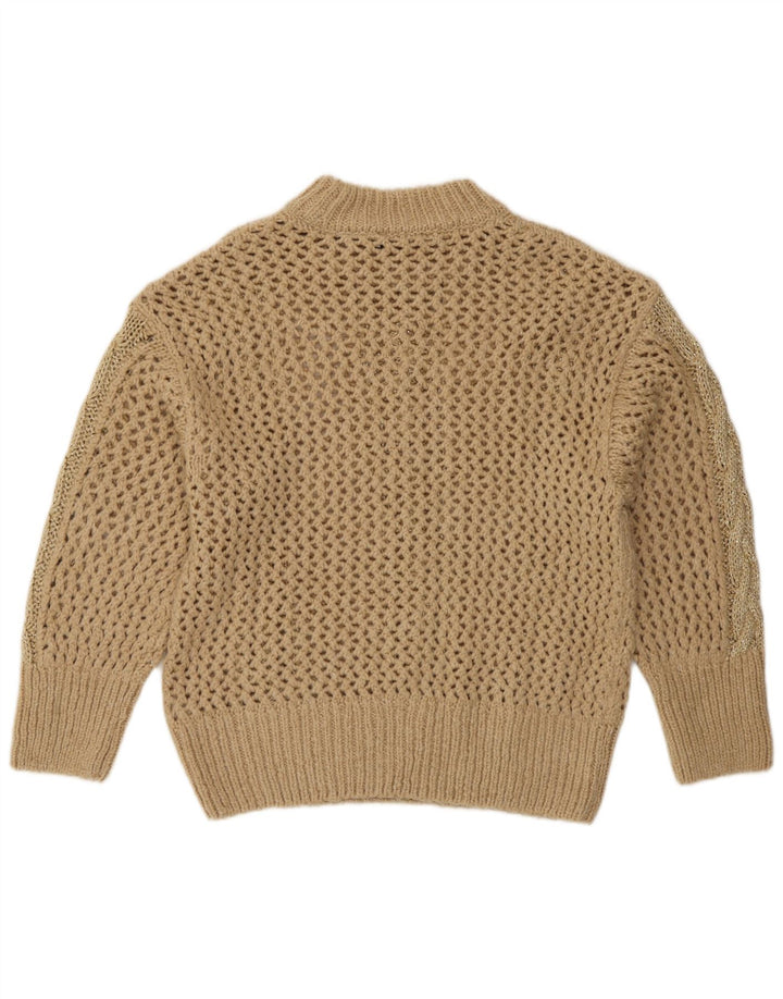 Sweter damski Zara na szydełku z golfem UK 14 średni beż
