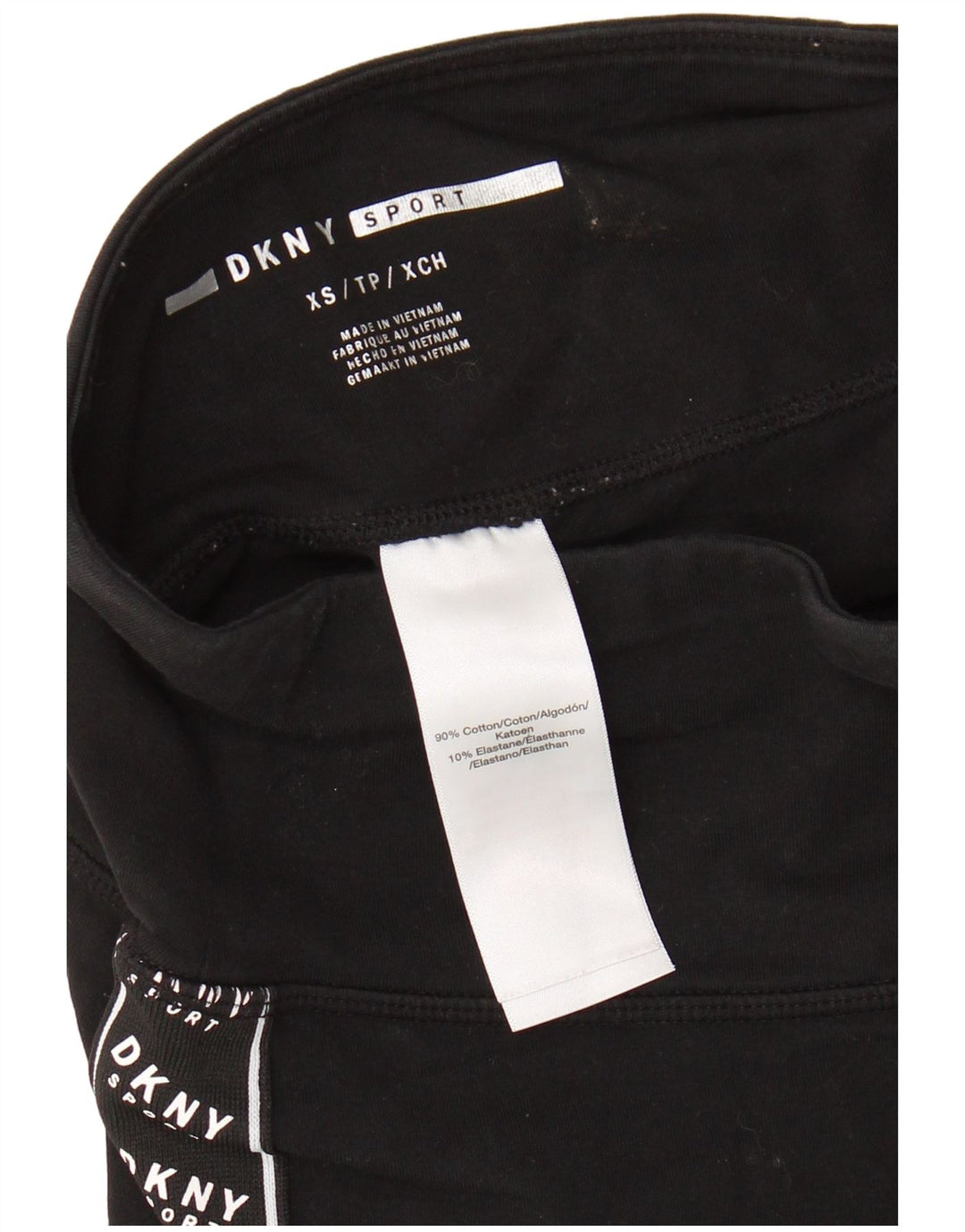 Damskie legginsy graficzne DKNY UK 4 XS, czarne, bawełniane