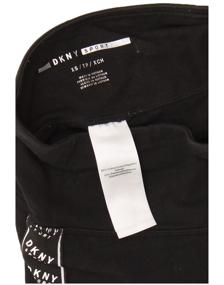 Damskie legginsy graficzne DKNY UK 4 XS, czarne, bawełniane