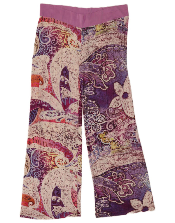 Spodnie damskie w stylu vintage z szerokimi nogawkami UK 12 Medium W32 L30 Fioletowe Paisley