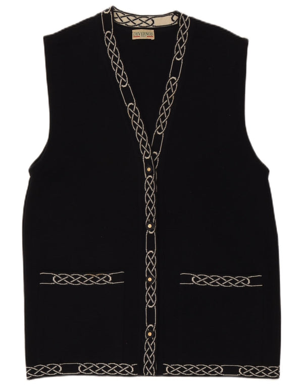 Sweter damski Devernois Paris UK 16, duży, granatowy, geometryczny