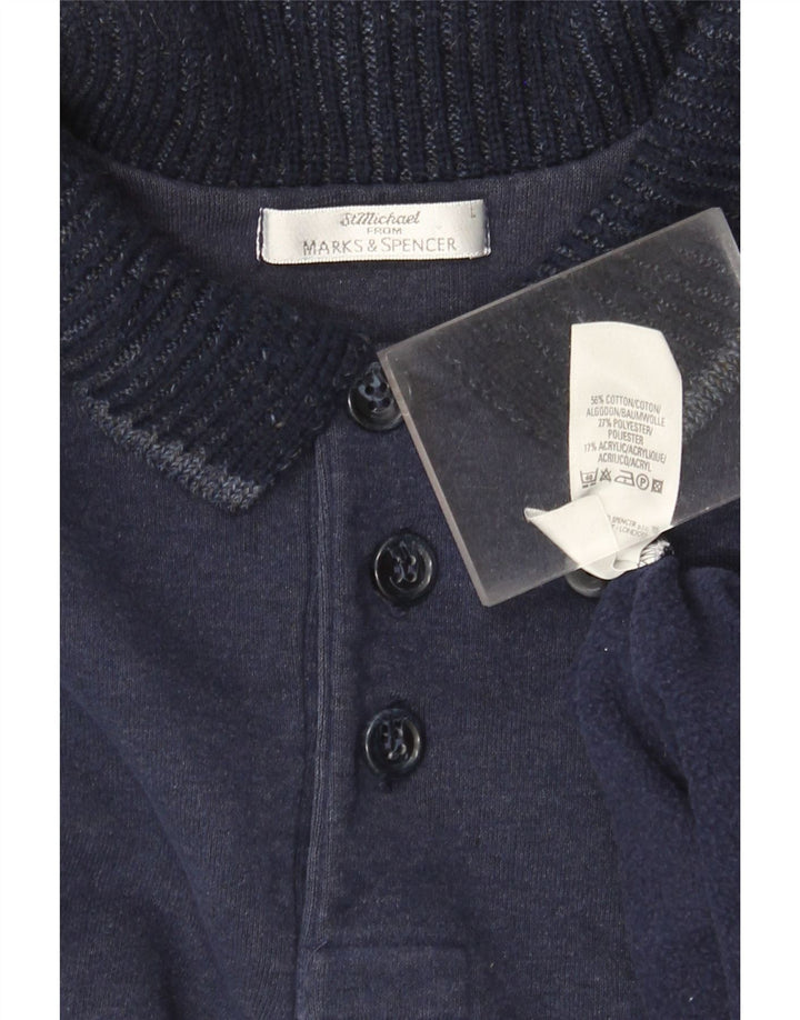 Marks & Spencer Męska bluza polo z dekoltem w duże granatowe paski