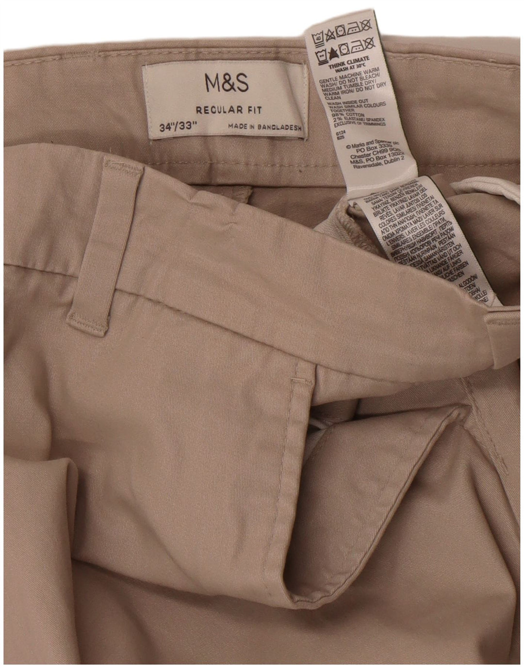Marks & Spencer Męskie proste Regular Fit W34 L33 Szara bawełna
