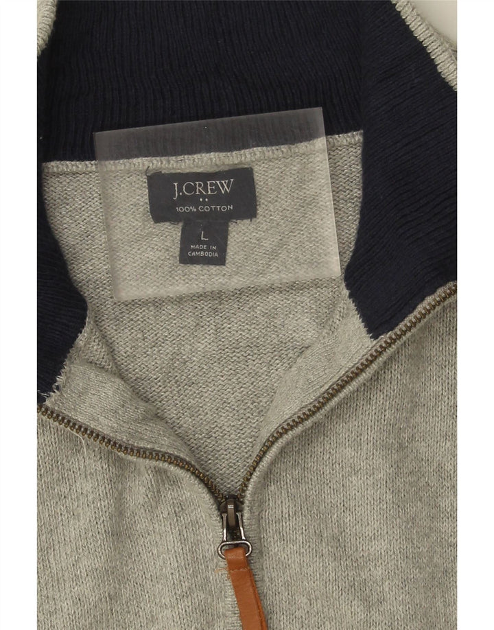 Męski sweter J. Crew z zamkiem błyskawicznym, duży, szary, bawełniany