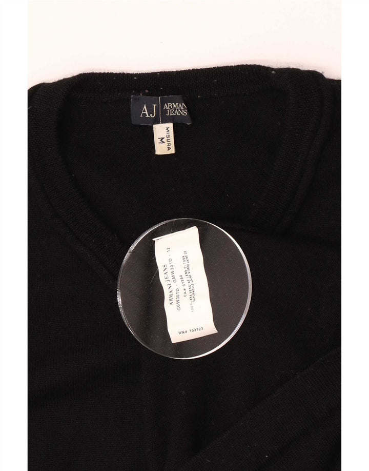 Armani Jeans Męski sweter z dekoltem w kształcie litery V, średni czarny, dziewicza wełna