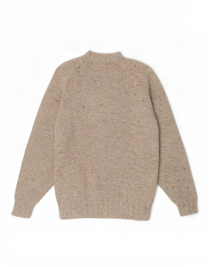 Enara Maglie Męski sweter z dekoltem w łódkę Średni beżowy, wełniany plamki