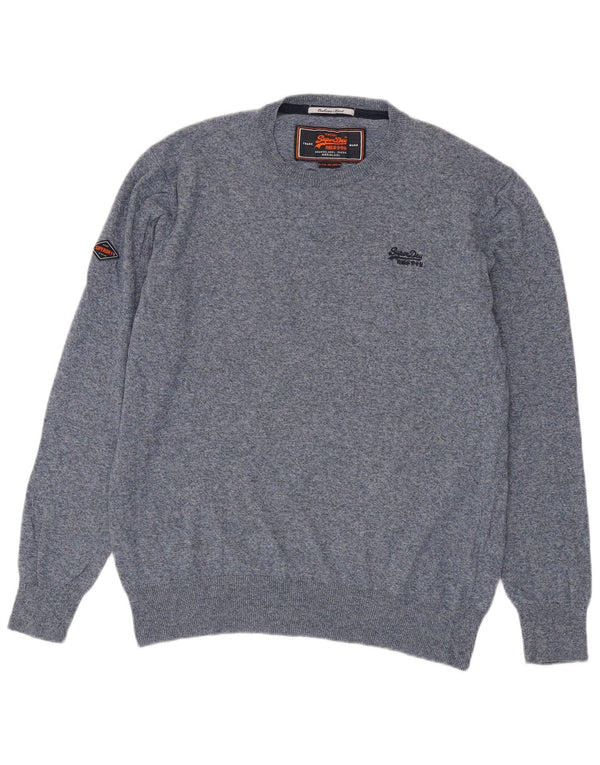 Męski sweter z okrągłym dekoltem Superdry 2XL, granatowy, bawełniany w cętki