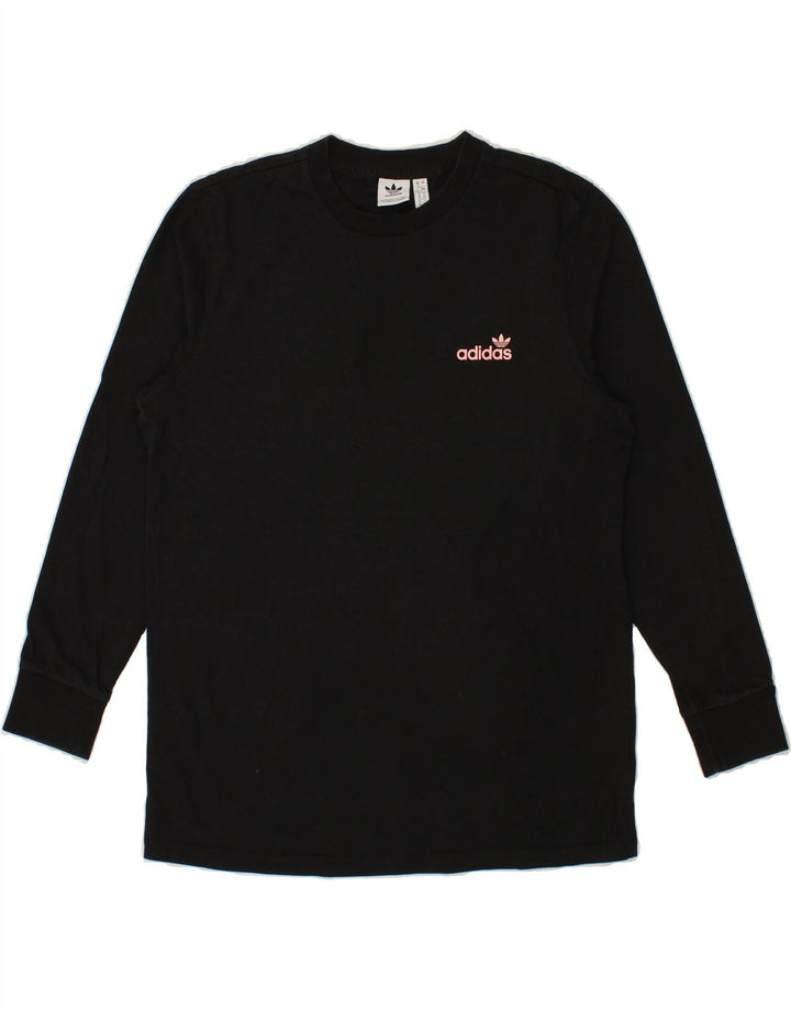 ADIDAS Womens Graphic Sweatshirt Jumper UK 12 Medium Black Cotton Vintage Adidas and Second-Hand Adidas from Messina Hembry 