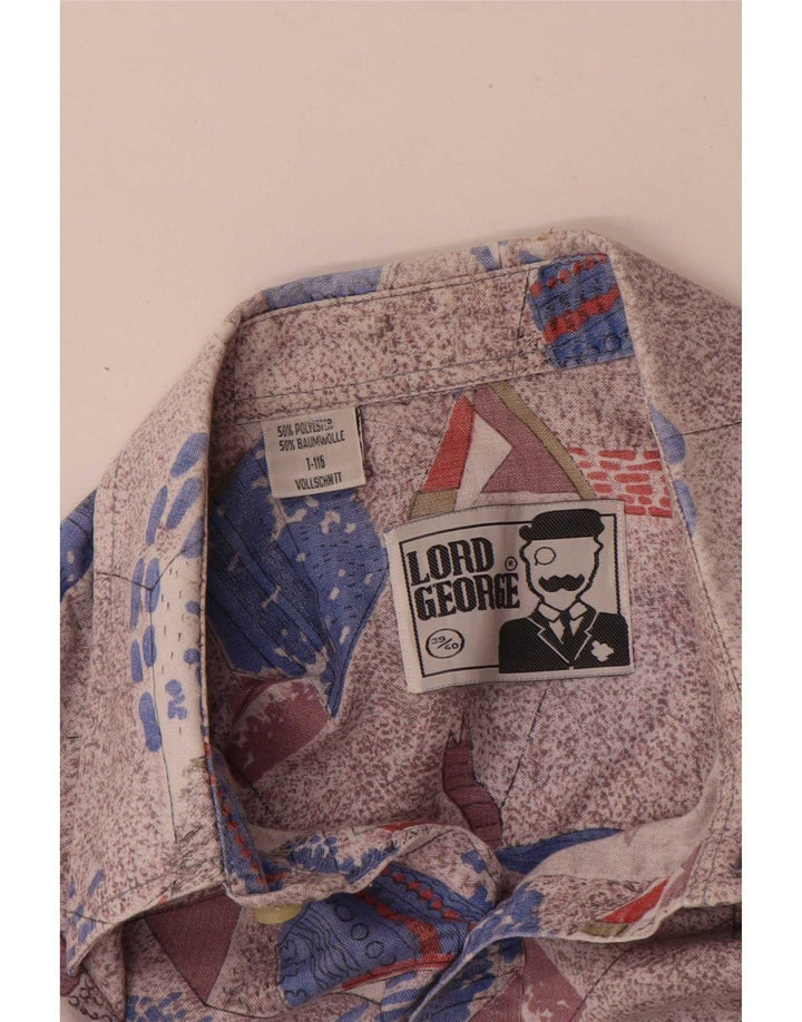 Koszula męska w stylu vintage w abstrakcyjny wzór, rozmiar 39/40, średnia, wielobarwna