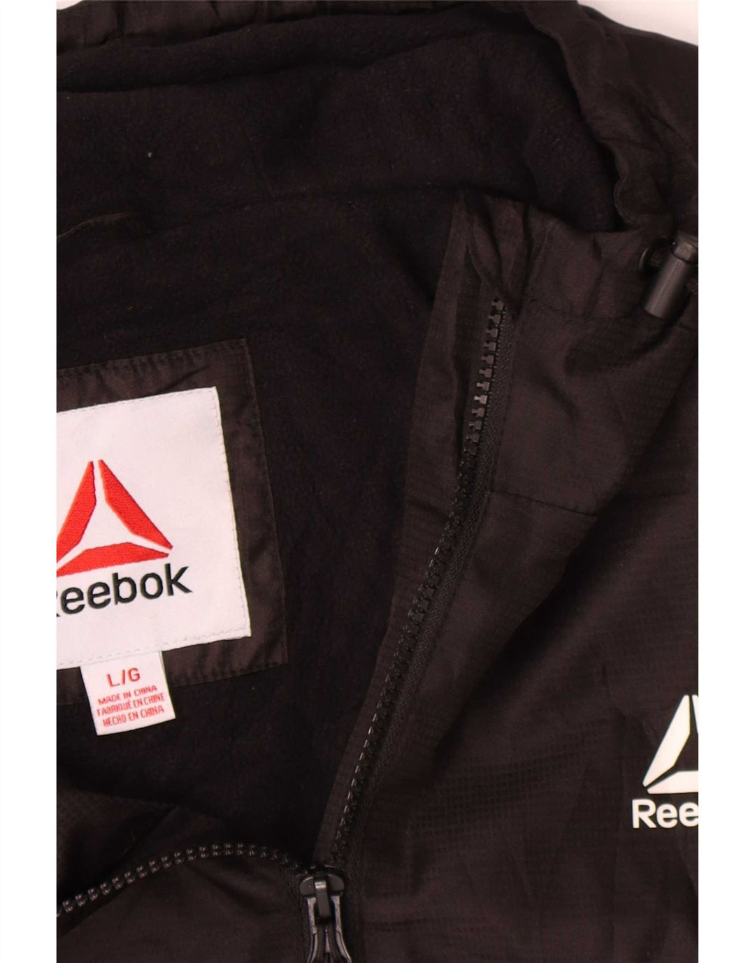 Męska kurtka bomberka z kapturem Reebok UK 40, duża, czarna, poliester