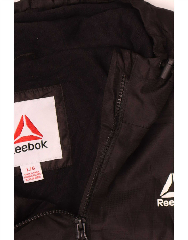 Męska kurtka bomberka z kapturem Reebok UK 40, duża, czarna, poliester