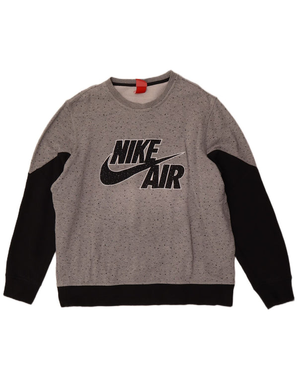 Męska bluza Nike z grafiką, XL, szara, z blokami kolorów, bawełniana