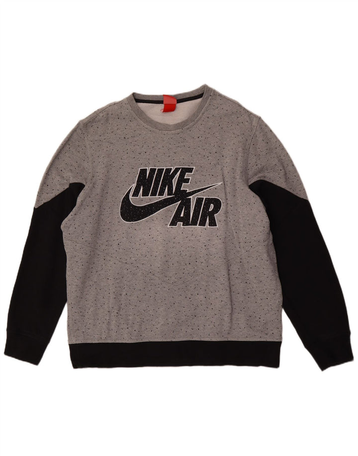 Męska bluza Nike z grafiką, XL, szara, z blokami kolorów, bawełniana