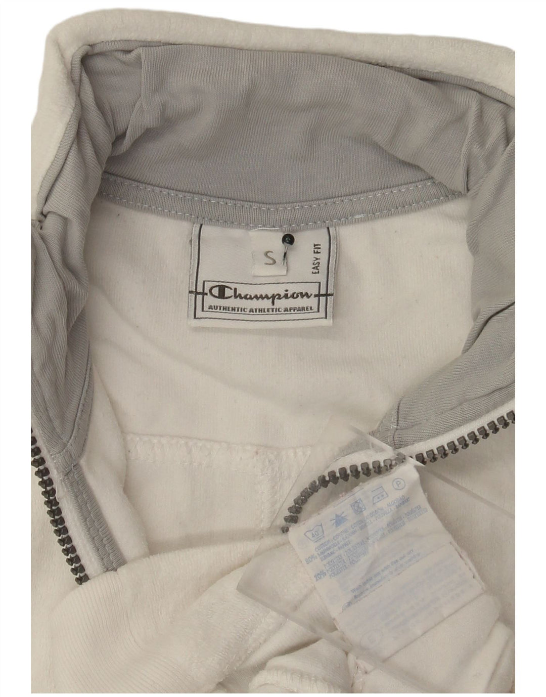 CHAMPION Damska, łatwa w kroju, oversize'owa kurtka polarowa UK 10, mała, biała, bawełniana