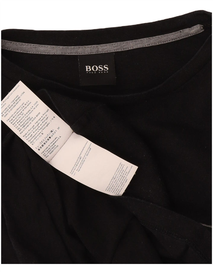 Męski top z długim rękawem Hugo Boss, średni czarny, bawełniany