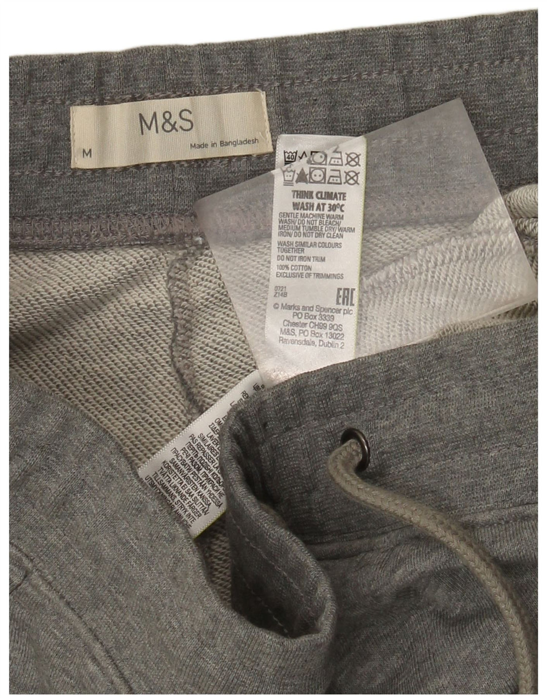 Marks & Spencer Męskie spodnie dresowe Joggery, średnioszare, bawełniane
