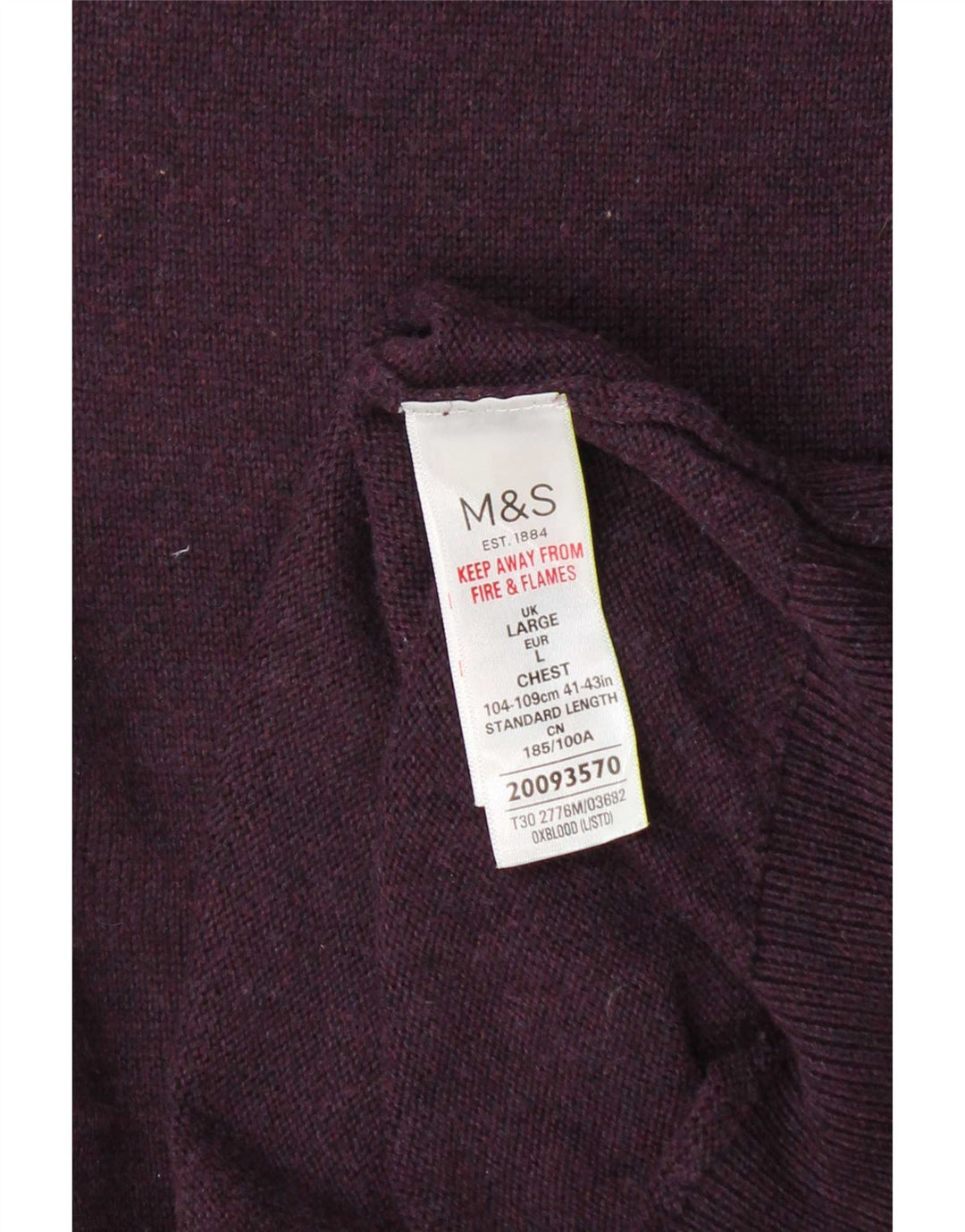 Marks & Spencer Męski podkoszulek z kamizelką, duży, bordowy, bawełniany